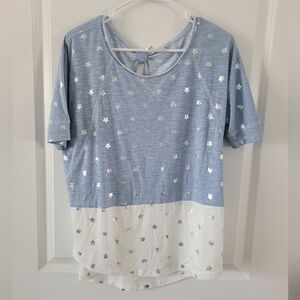 Cato Blue and White Star Blouse Active Top